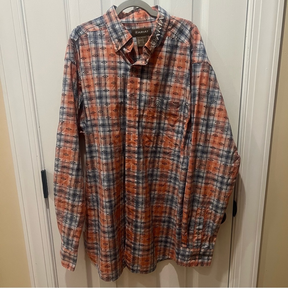 Ariat Men's Orange Plaid Shirt